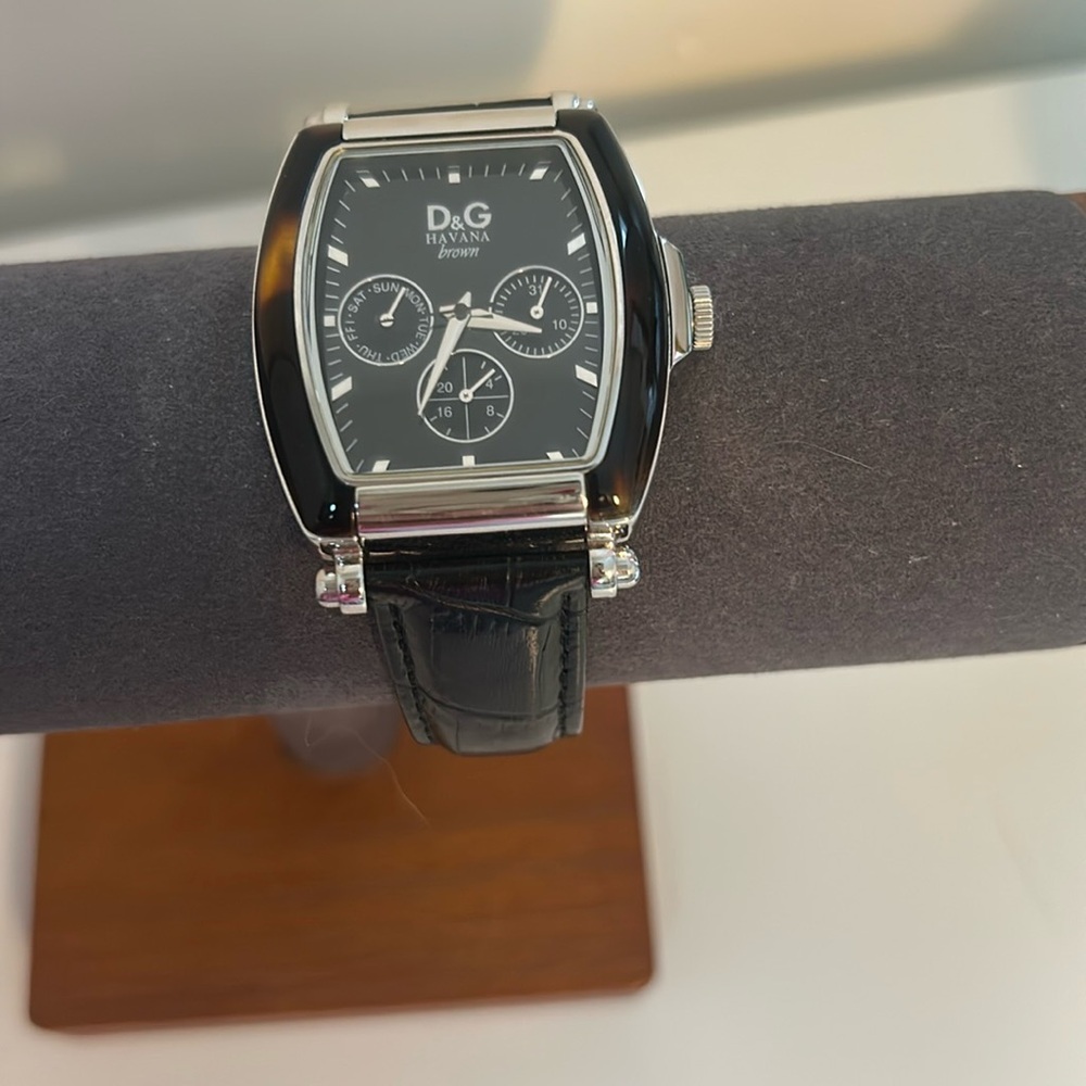 D&G Black Leather Men's Watch